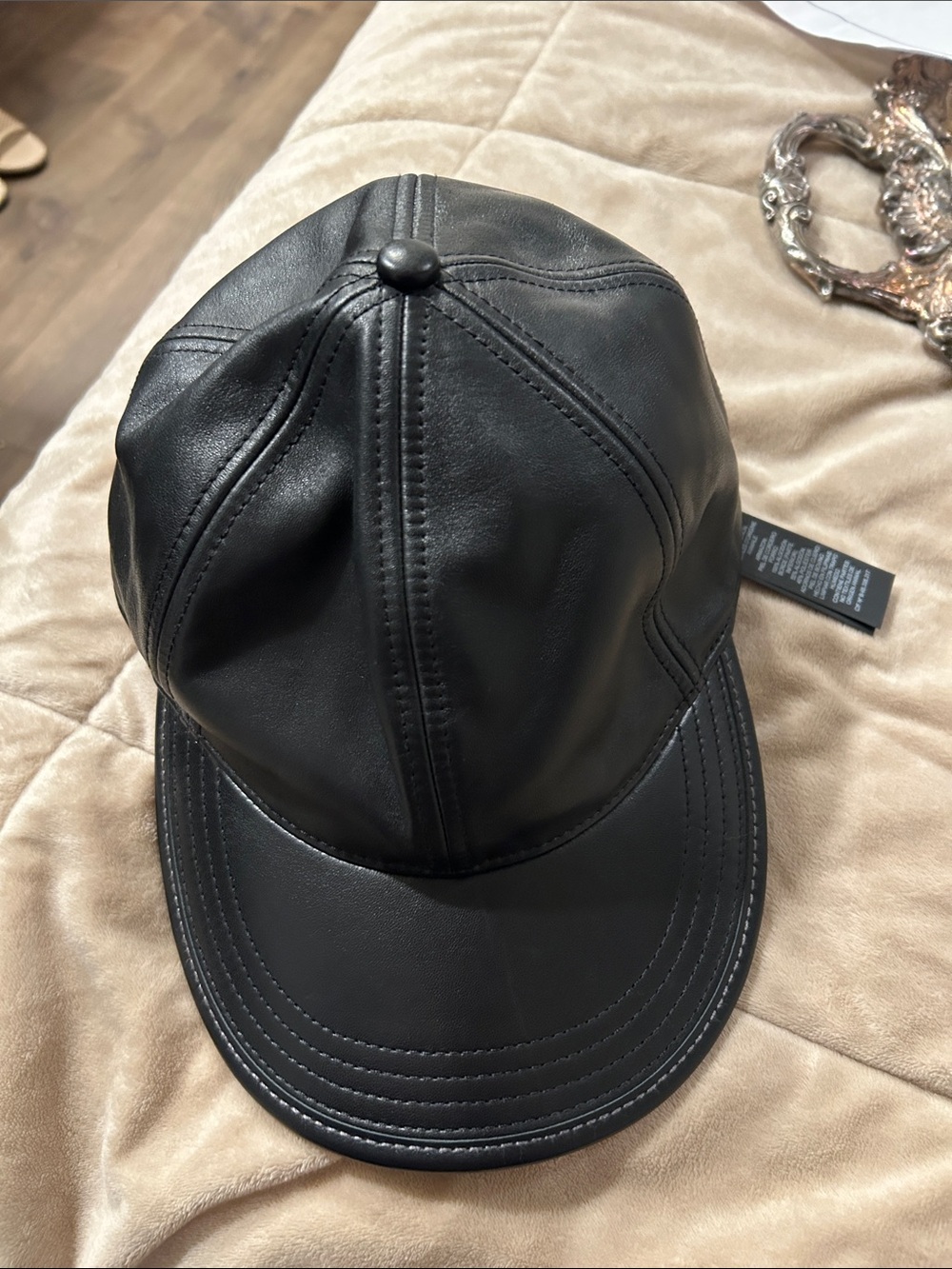 Coach Leather Baseball Hat Black M/L